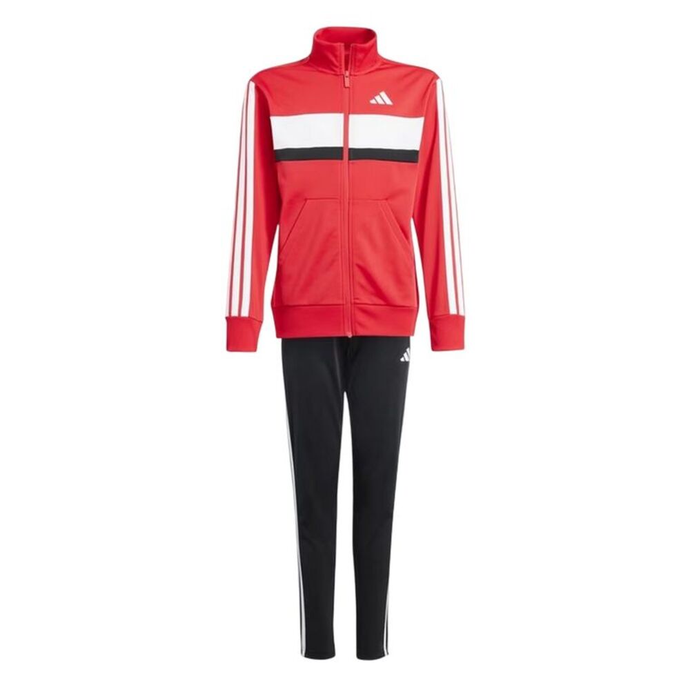 Adidas Childrens/Kids Essentials Tiberio Colour Block Tracksuit / Red/Black/Whit